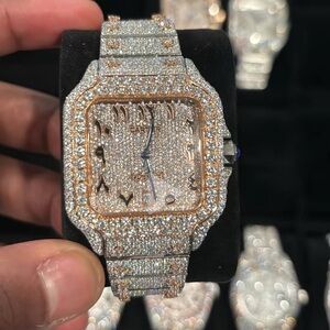Cartier Silver and Gold Diamond-Encrusted Watch